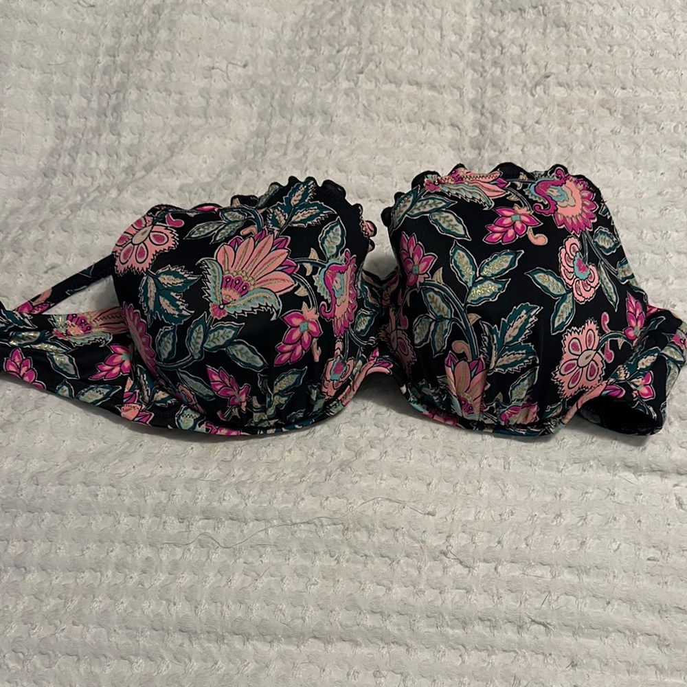 Floral Black and Pink Bra